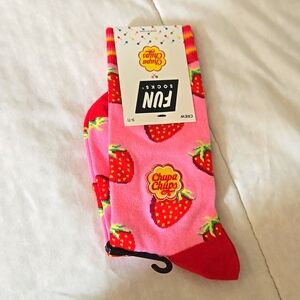 Strawberry Fresh Crew Socks Happy Socks Pink Red Fun Socks Strawberries